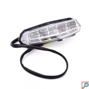 Οπίσθιο Φανάρι Μοτοσυκλέτας LED 12V Στοπ Φλας με Βάση και Φωτισμό Πινακίδας - Μαύρο, Κόκκινο