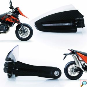 Carbon Σετ Προστατευτικά 22mm 7/8 με Φλας για το Grip Τιμονιού Μηχανής - Μαύρο 2τμχ