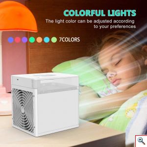 Φορητό Air Condition Κλιματιστικό USB με RGB LED Φωτισμό - Cool Down Air Cooler - Ανεμιστήρας Υδρονέφωσης & Υγραντήρας με Τεχνολογία Εξάτμισης