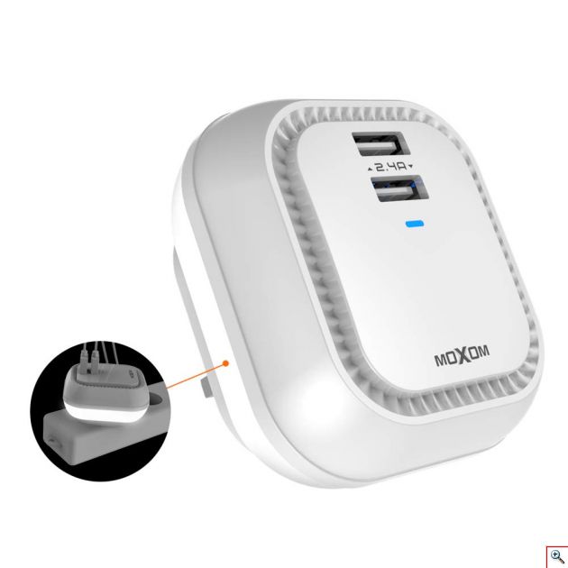 Φωτάκι Νυκτός Αφής & Αντάπτορας / Ταχυ Φορτιστής 2 x USB - LED Night Light Charger Wall Adapter