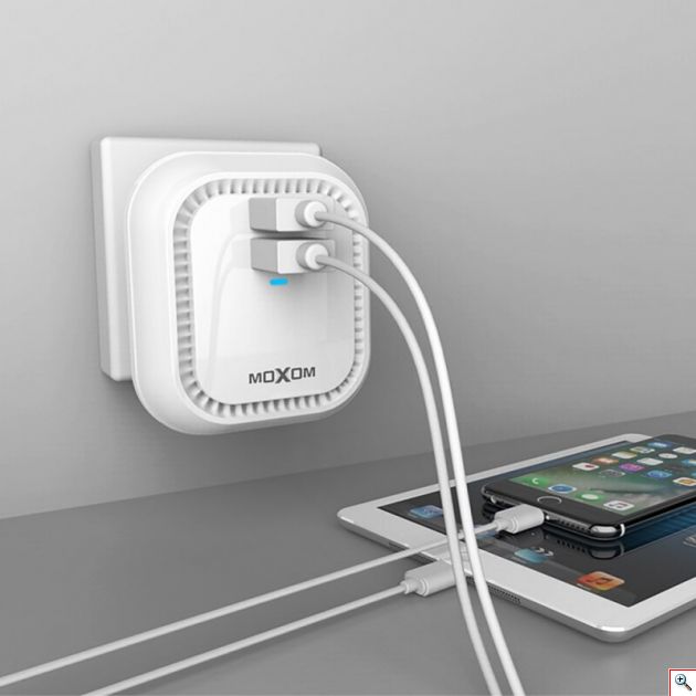 Φωτάκι Νυκτός Αφής & Αντάπτορας / Ταχυ Φορτιστής 2 x USB - LED Night Light Charger Wall Adapter