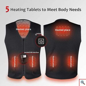 Ισοθερμικό Αδιάβροχο Ηλεκτρικό Θερμαινόμενο Αμάνικο Γιλέκο Πολυεστερικό με 3 Ρυθμίσεις Θερμοκρασίας σε Διάφορα Μεγέθη
