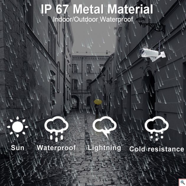 Ηλιακή Αδιάβροχη Ασύρματη IP WiFi Κάμερα Full HD 1080p P2P Εξωτερικού Χώρου με Νυχτερινή Λήψη, Ανιχνευτή Κίνησης, Ειδοποίηση στο Κινητό, Μικρόφωνο, Ηχείο, & Micro SD ΥΝ-100+