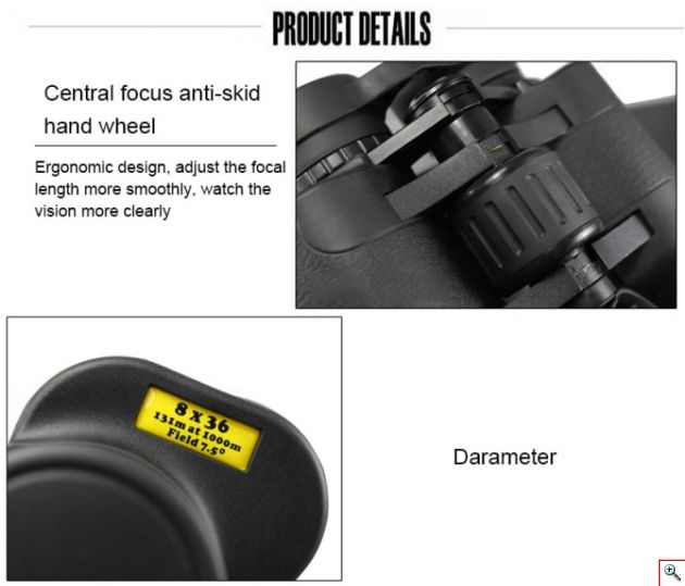 Κιάλια Near Focus 8x36 με Διπλή Ρύθμιση Μυωπίας & BAK-4 Υψηλής Φωτεινότητας & Ευκρίνειας - HQ Compact