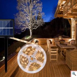 Ηλιακή Ταινία LED 3m IP65 με Βάση Πάνελ - Πάσσαλο Εξωτερικού Χώρου Ψυχρού Λευκού Φωτισμού OEM