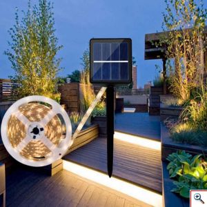 Ηλιακή Ταινία LED 3m IP65 με Βάση Πάνελ - Πάσσαλο Εξωτερικού Χώρου Ψυχρού Λευκού Φωτισμού OEM