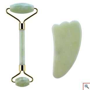 Ρολό & Πέτρα Σετ Νεφρίτη για Μασάζ Προσώπου - Anti-aging Facial Massgae Gift Set 