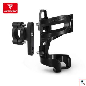 Motowolf® Ποτηροθήκη Τιμονιού με Βάση για Μοτοσυκλέτες και Ποδήλατα - Μαύρη 3510Β
