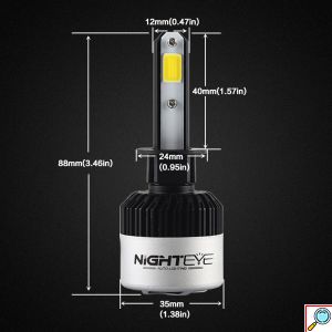 2x Nighteye Λαμπτήρες LED Φώτα Πορείας 12/24V H1 2x36W 6500k IP68 Α315 S2 9000Lm