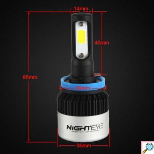 2x Nighteye Λαμπτήρες LED Φώτα Πορείας 12/24V H11 2x36W 6500k IP68 Α315 S2 9000Lm
