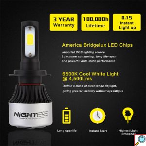 2x Nighteye Λαμπτήρες LED Φώτα Πορείας 12/24V H7 2x36W 6500k IP68 Α315 S2 9000Lm