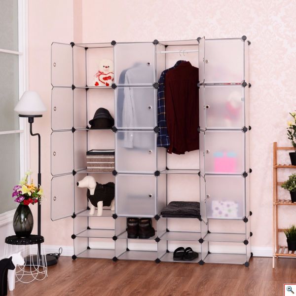 DIY Υφασμάτινη Αυτοσχέδια Ντουλάπα με Μαγνήτες - 8 Κύβοι 35cm - Cube Organizer Systems Σχέδιο Μπεζ Ξύλο