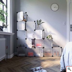 DIY Υφασμάτινη Αυτοσχέδια Ντουλάπα με Μαγνήτες - 8 Κύβοι 35cm - Cube Organizer Systems Σχέδιο Μπεζ Ξύλο