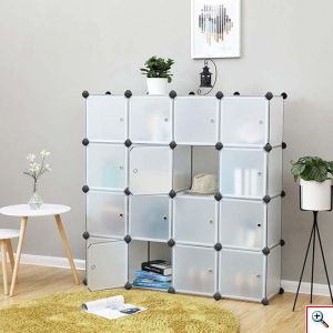 DIY Υφασμάτινη Αυτοσχέδια Ντουλάπα με Μαγνήτες - 8 Κύβοι 35cm - Cube Organizer Systems Σχέδιο Μπεζ Ξύλο