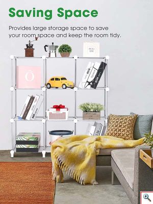 DIY Υφασμάτινη Αυτοσχέδια Ντουλάπα με Μαγνήτες - 8 Κύβοι 35cm - Cube Organizer Systems Σχέδιο Μπεζ Ξύλο