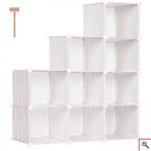 DIY Υφασμάτινη Αυτοσχέδια Ντουλάπα με Μαγνήτες - Σετ 8 Κύβοι 35cm - Cube Organizer Systems Σχέδιο Μπεζ Ξύλο