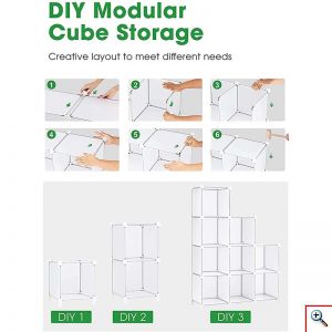 DIY Υφασμάτινη Αυτοσχέδια Ντουλάπα με Μαγνήτες - 8 Κύβοι 35cm - Cube Organizer Systems Σχέδιο Μπεζ Ξύλο