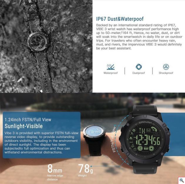 Αδιάβροχο Sport Smartwatch LCD Ρολόι Bluetooth Activity Tracker με Βηματομετρητή, Θερμιδομετρητή, Ειδοποιήσεις Κινητού & Εφαρμογή App