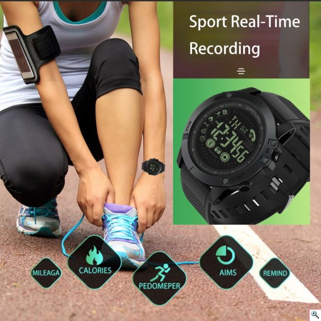 Αδιάβροχο Sport Smartwatch LCD Ρολόι Bluetooth Activity Tracker με Βηματομετρητή, Θερμιδομετρητή, Ειδοποιήσεις Κινητού & Εφαρμογή App