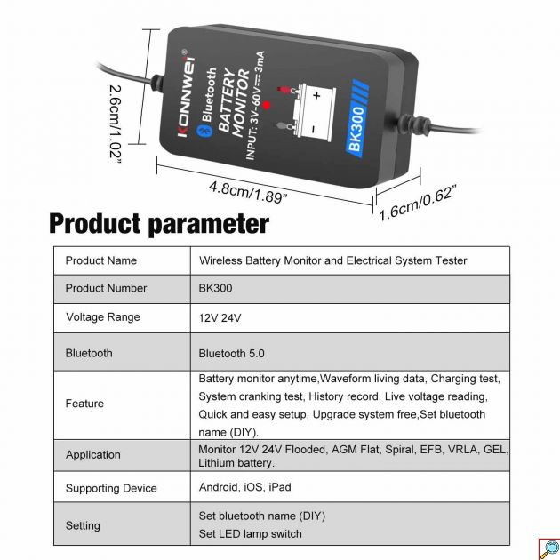 2 σε 1 Ελεγκτής Μπαταρίας & Διαγνωστικό Αυτοκινήτου Konnwei