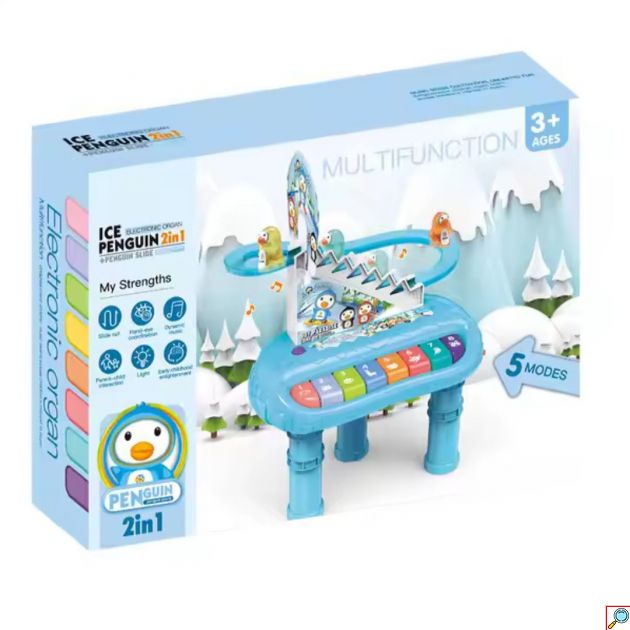 2 σε 1 Μουσικό Παιχνίδι με Πιάνο & Τσουλήθρα με Πιγκουινάκια
