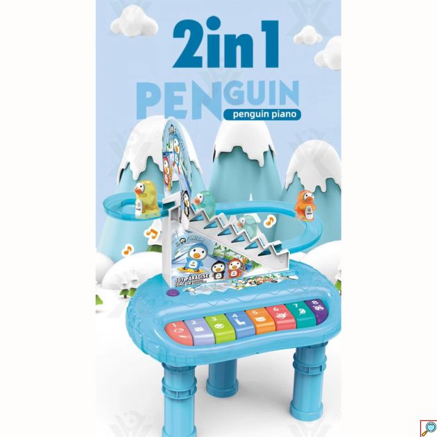2 σε 1 Μουσικό Παιχνίδι με Πιάνο & Τσουλήθρα με Πιγκουινάκια