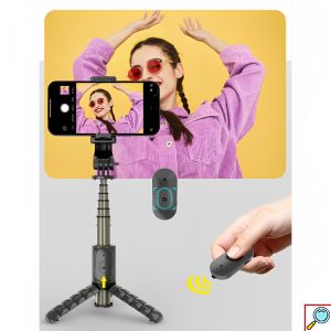 2 σε 1 Selfie-Stick και Τρίποδη Βάση Κινητού με Τηλεχειριστήριο - Andowl