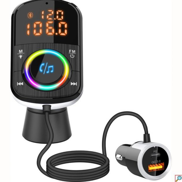 2 σε 1 Ταχυφορτιστής & FM Transmitter αυτοκινήτου με οθόνη LCD, Bluetooth 5.0, FM, Mp3 Player & Handsfree Car Kit