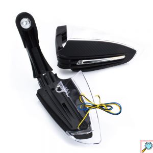 Σετ Προστατευτικά 22mm 7/8 με Φλας για το Grip Τιμονιού Μηχανής - Μαύρο Carbon 2τμχ