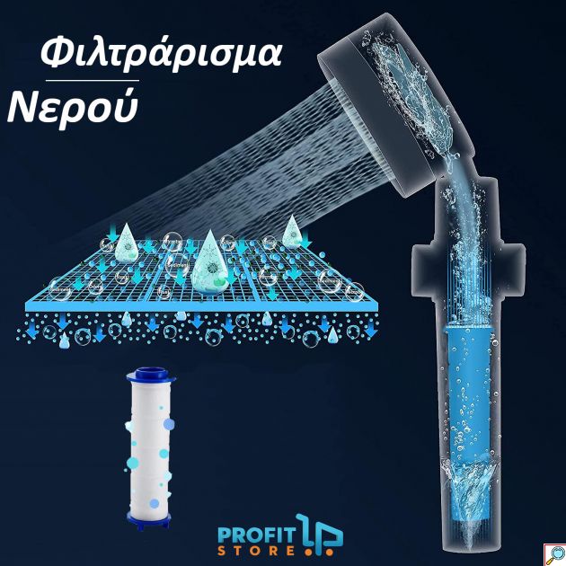 Typhoon Plus Τηλέφωνο Ντουζιέρας για 70% Οικονομία με Φίλτρο - Υψηλής Πίεσης & Μασάζ Κεφαλής Health Spa ECOSpray++ - Shower Massage Head