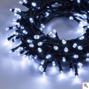 100 LED Λαμπάκια Επεκτεινόμενα με Μαύρο Καλώδιο - Λευκό Ψυχρό