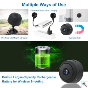 Mini Ασύρματη IP WiFi Κρυφή Κάμερα 720p HD με Μπαταρία, Μαγνητική Βάση, Νυχτερινή Λήψη IR, Ανιχνευτή Κίνησης, Ειδοποίηση στο Κινητό & Μικρόφωνο