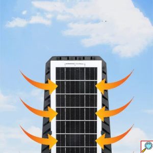 200W Αδιάβροχος Ηλιακός Προβολέας Δρόμου με 8 COB & 144 LED - Τηλεχειριστήριο, Ανιχνευτής Κίνησης & Πάνελ - Aerbes