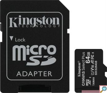 Κάρτα Μνήμης Kingston MICROSDXC 64GB CLASS 10 και Αντάπτορας SD Plus U1 80MB/s