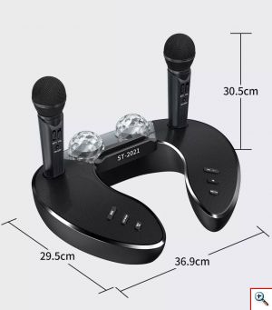 Bluetooth Φορητό Ηχοσύστημα Karaoke με 2 Ασύρματα Μικρόφωνα, Disco Crystal & USB/SD Player - Μαύρο/Κόκκινο ST-2021