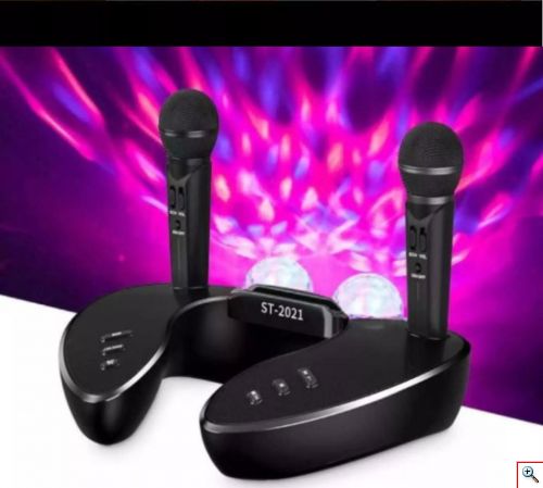Bluetooth Φορητό Ηχοσύστημα Karaoke με 2 Ασύρματα Μικρόφωνα, Disco Crystal & USB/SD Player - Μαύρο/Κόκκινο ST-2021