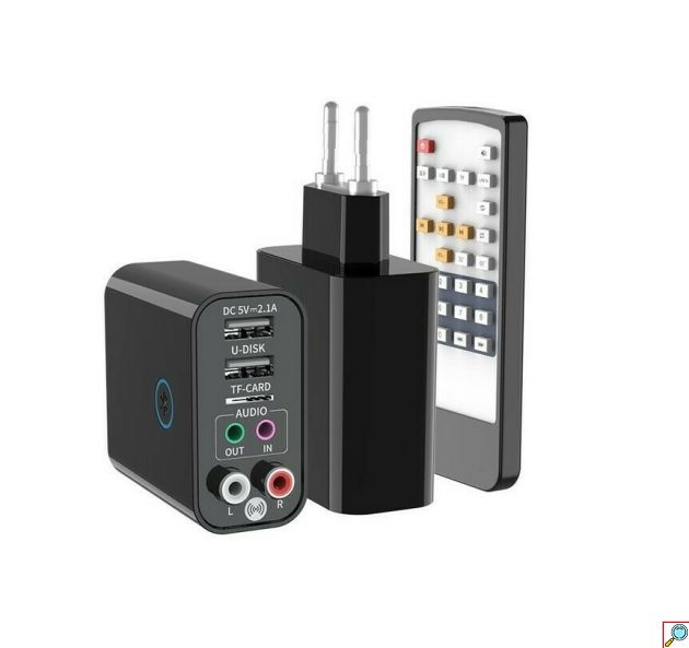 Andowl Πομπός Ήχου Δέκτης 2RCA Aux Wireless Audio Adapter με Τηλεχειριστήριο & Υποστήριξη Κάρτας TF & USB Flashdrive Φορτιστής Τοίχου Κ16