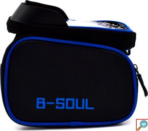 B-Soul Τσαντάκι Σκελετού Ποδηλάτου με Τρείς Θήκες και Ιμάντες Μαύρο/Μπλε