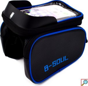 B-Soul Τσαντάκι Σκελετού Ποδηλάτου με Τρείς Θήκες και Ιμάντες Μαύρο/Μπλε
