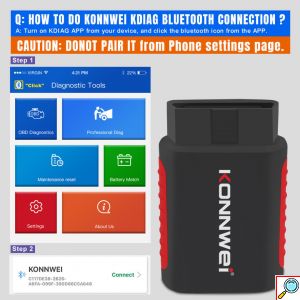 Διαγνωστικό Αυτοκινήτου OBD 2 με Bluetooth Συμβατό με Android - Konnwei