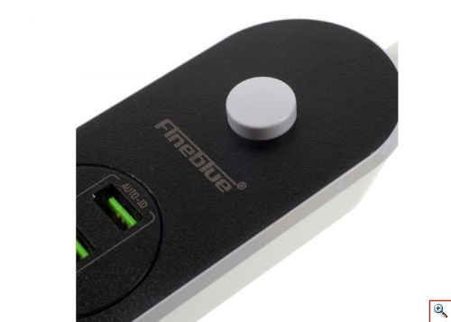 Πολύπριζο Ασφαλείας με 3 USB και 3 Πρίζες Fineblue F - Ι600