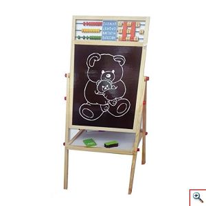 Ξύλινος Διπλός Μαγνητικός Παιδικός Πίνακας Γραφής & Ζωγραφικής με Αριθμητήριο - Άβακας 86cm Μαρκαδόρους & Κιμωλίας - Μαυροπίνακας