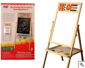 Ξύλινος Διπλός Μαγνητικός Παιδικός Πίνακας Γραφής & Ζωγραφικής με Αριθμητήριο - Άβακας 86cm Μαρκαδόρους & Κιμωλίας - Μαυροπίνακας