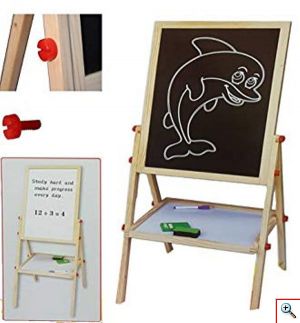 Ξύλινος Διπλός Μαγνητικός Παιδικός Πίνακας Γραφής & Ζωγραφικής με Αριθμητήριο - Άβακας 86cm Μαρκαδόρους & Κιμωλίας - Μαυροπίνακας