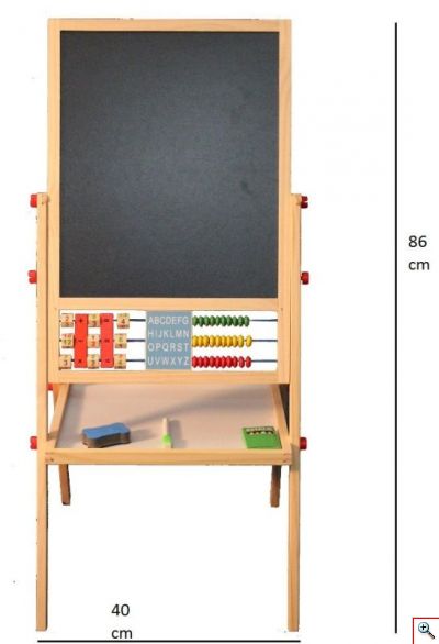Ξύλινος Διπλός Μαγνητικός Παιδικός Πίνακας Γραφής & Ζωγραφικής με Αριθμητήριο - Άβακας 86cm Μαρκαδόρους & Κιμωλίας - Μαυροπίνακας