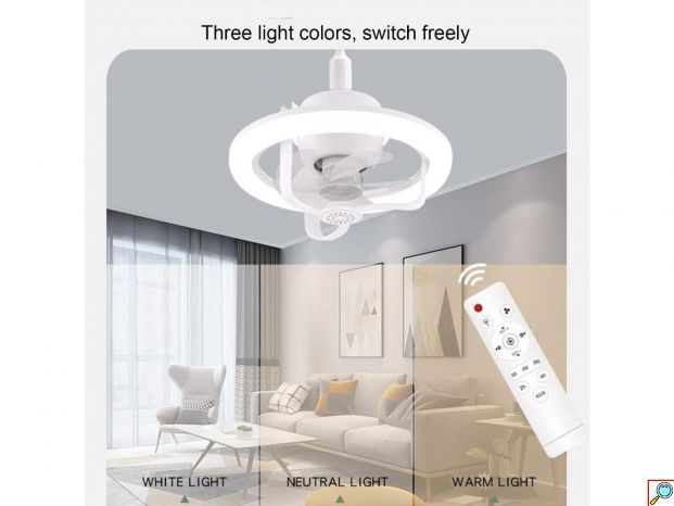 2 σε 1 Ανεμιστήρας Οροφής και Λάμπα LED RGB 500W με Τηλεχειριστήριο 280x180mm 