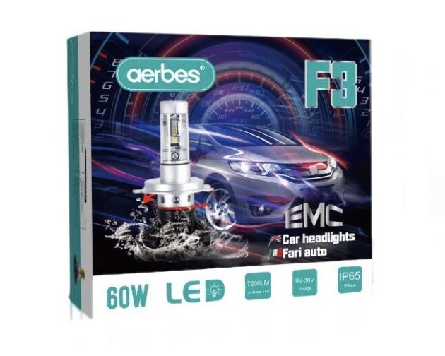 H7 Σετ 2 Τεμάχια Led Λάμπες F3 Αυτοκινήτου 60W 7200lm με Δέσμη 360° και Αδιάβροχη Προστασία IP65 - Led Headlight