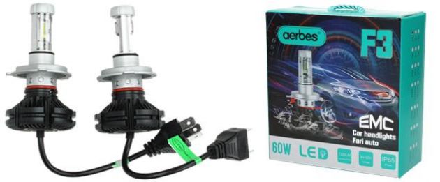 2x LED Λάμπες Αυτοκινήτου H4 F3 - 60W, 7200LM - AERBES