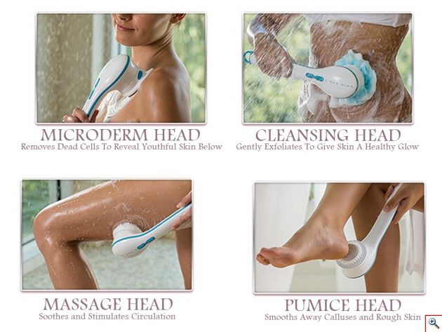 Περιστρεφόμενη Βούρτσα Σώματος με 5 Εξαρτήματα Spa