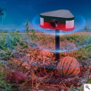 Ηλιακός Απωθητής - Απωθητικό Τρωκτικών με Υπερήχους με Φωτισμό LED & Τηλεχειρισμό - Πάσσαλος Εξωτερικού Χώρου 129db 